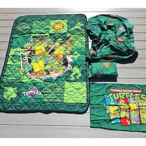 EUC 4pc Standard Crib/Toddler Teenage Mutant Ninja Turtles Bed Set